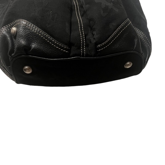 B. Makowsky Large Shoulder Bag Purse Shopper Black Leather Double Strap Zipper - Picture 5 of 14